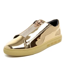 New Fashion Design Couple Superstar Glossy Patent Leather Board Shoes High-quality Pu Uppers Metal Leopard Head Casual Shoes Men