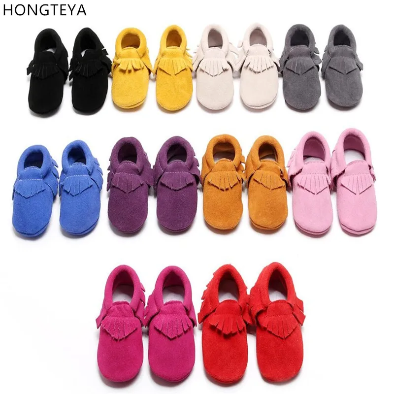 

Hongteya New Red Suede Genuine Leather Newborn Baby Moccasins Fringe Bow Soft Sole Infant Kids Toddler Girls Boys Bebe Shoes