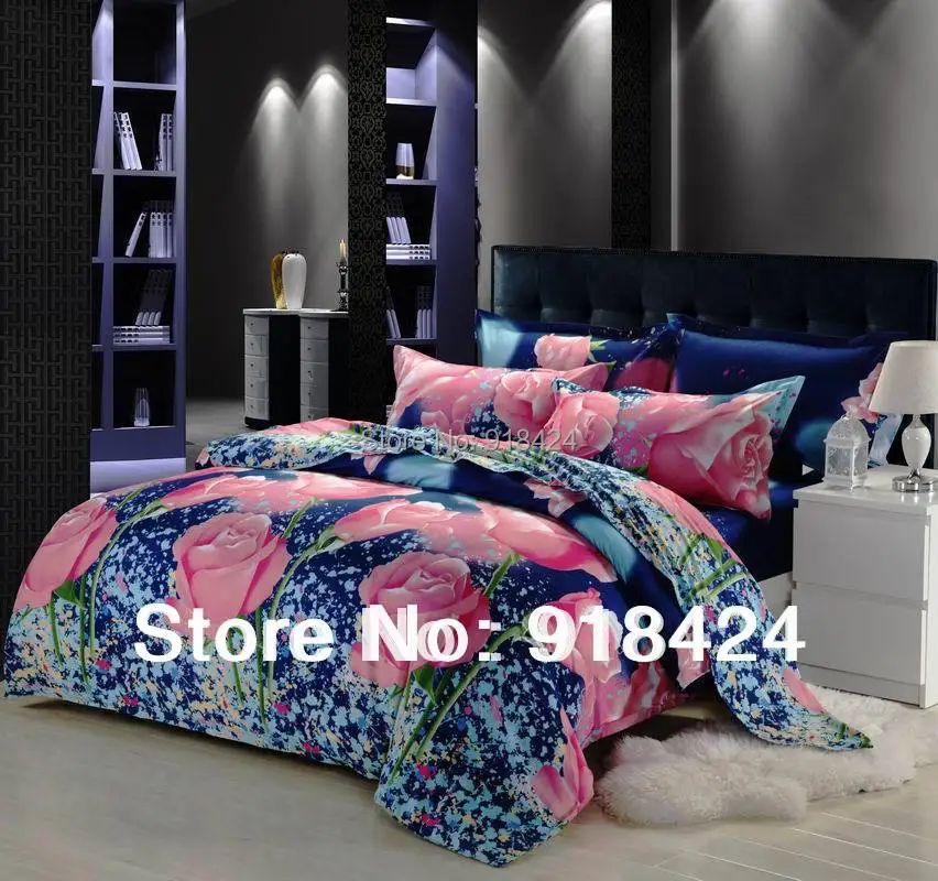 

The Moon Rose 3D reactive printing bedding set.Soft velvet Quilt cover 200*230cm+sheet 230*250cm+2pillowcase48*74cm.FreeShipping