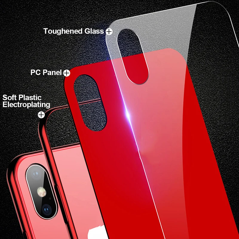 AKBKTII luxury Plating Edge glass Case for iPhone 7 case for iPhone xr Case 6 8 plus Back Tempered Glass for iPhone XS MAX Cover