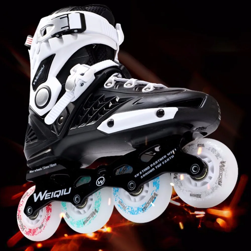 1 Pair Skates 8 Wheels Full Flash LED Wheel Skates Fancy Straight Adult Roller Skates