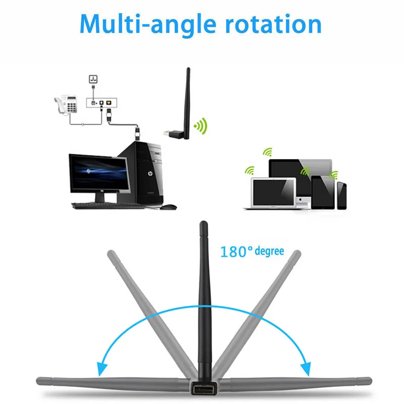 Dual Band 600 Мбит/с 5 ГГц 2,4 ГГц Wi-Fi антенна с USB Dongle Беспроводной адаптер LAN 802.11ac/a/b/g/n5/2,4 ГГц для Windows Desktop/ноутбука