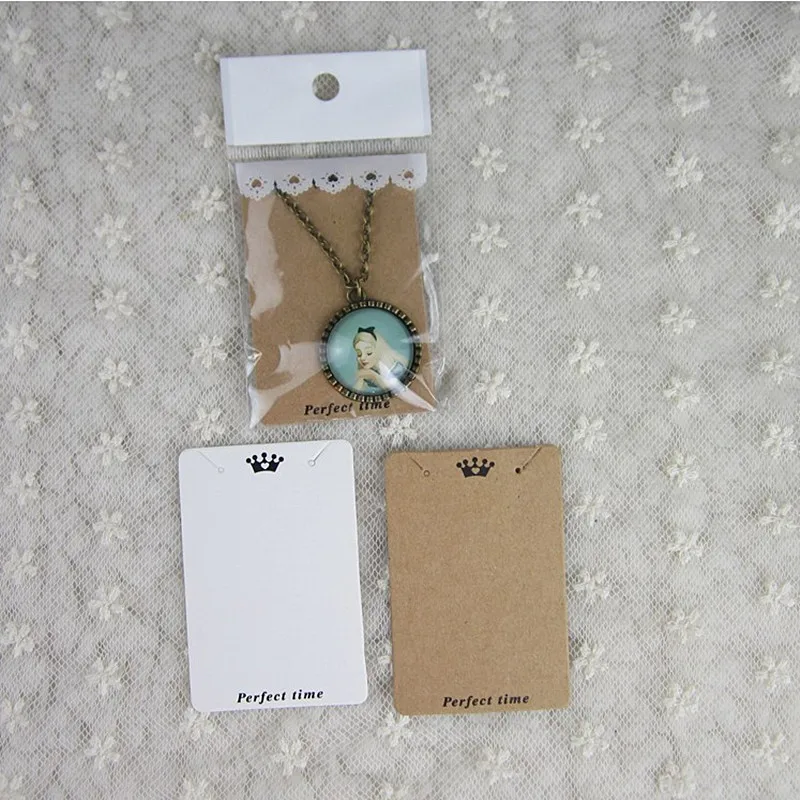 

Necklace bag packaging card paper transparent tay wrapping paper kraft paper with holes Love Jewelry Displays Cards Hang 10piece