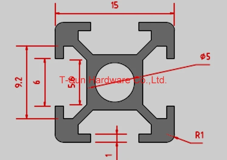 Черный алюминиевый профиль алюминиевый экструзионный профиль 1515 15*15 обычно используется в сборке рамы устройства, стола и выставочного стенда
