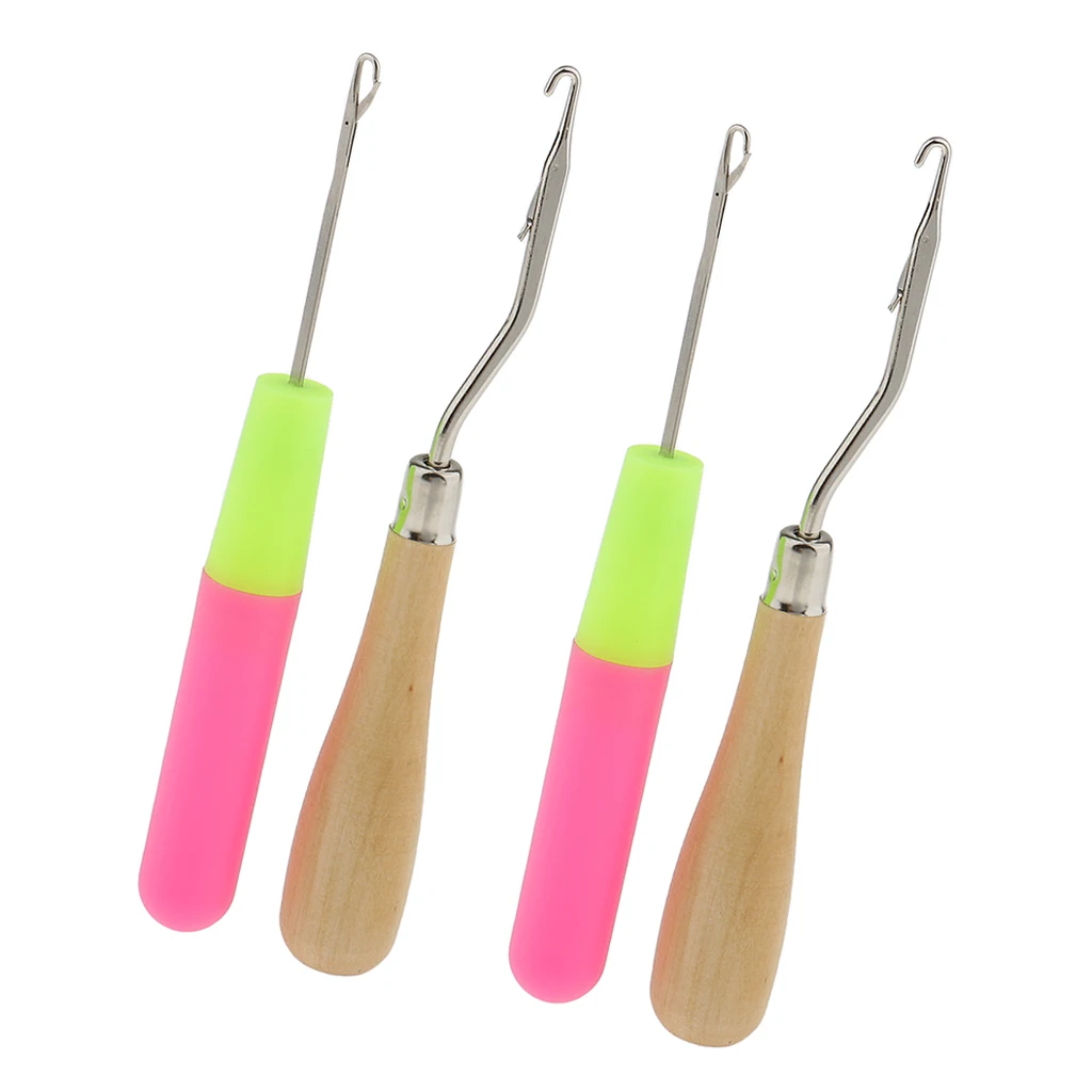 4Pcs Hair Extension Needle Crochet Hook Braid Tie Weaving Knitting Wig Tools