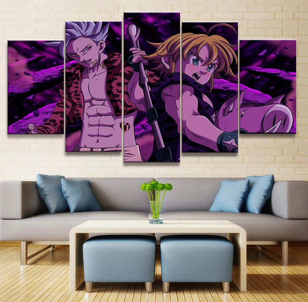 

Printed Poster Home Decor Wall Art 5 Pcs The Seven Deadly Sins Animation Canvas Painting Modern Vintage Pictures For Living Room