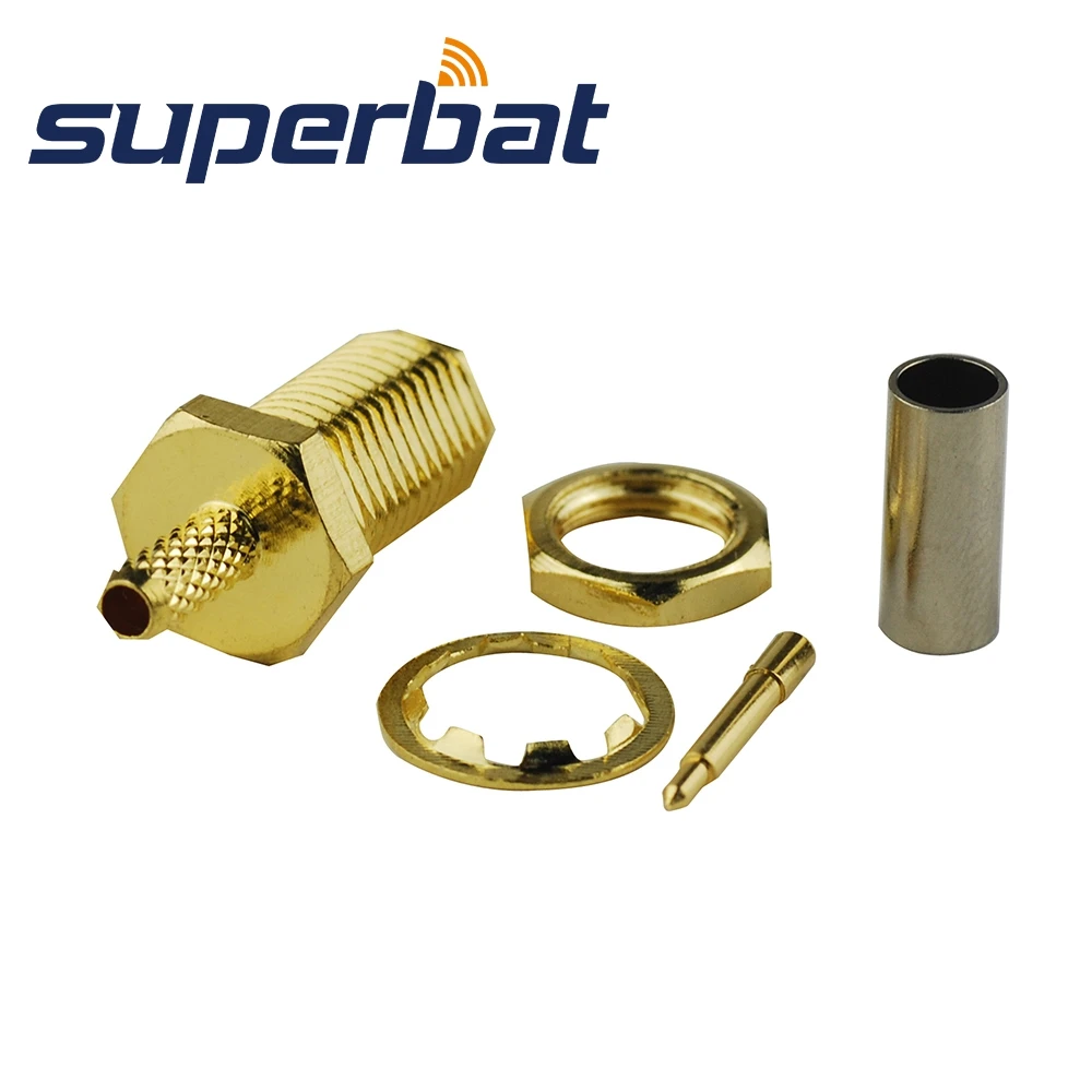 

Superbat 10pcs SMA Solder Male Bulkhead RF Coaxial Connector for Cable RG174 RG316 RG179 RG188