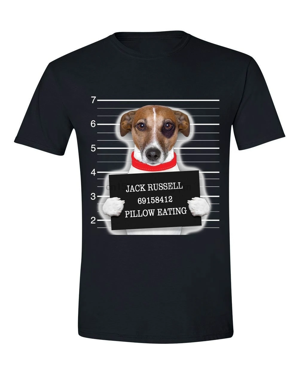 Мужская футболка Jack Russell Mugshot Pillow Eating Dog с круглым вырезом и короткими рукавами