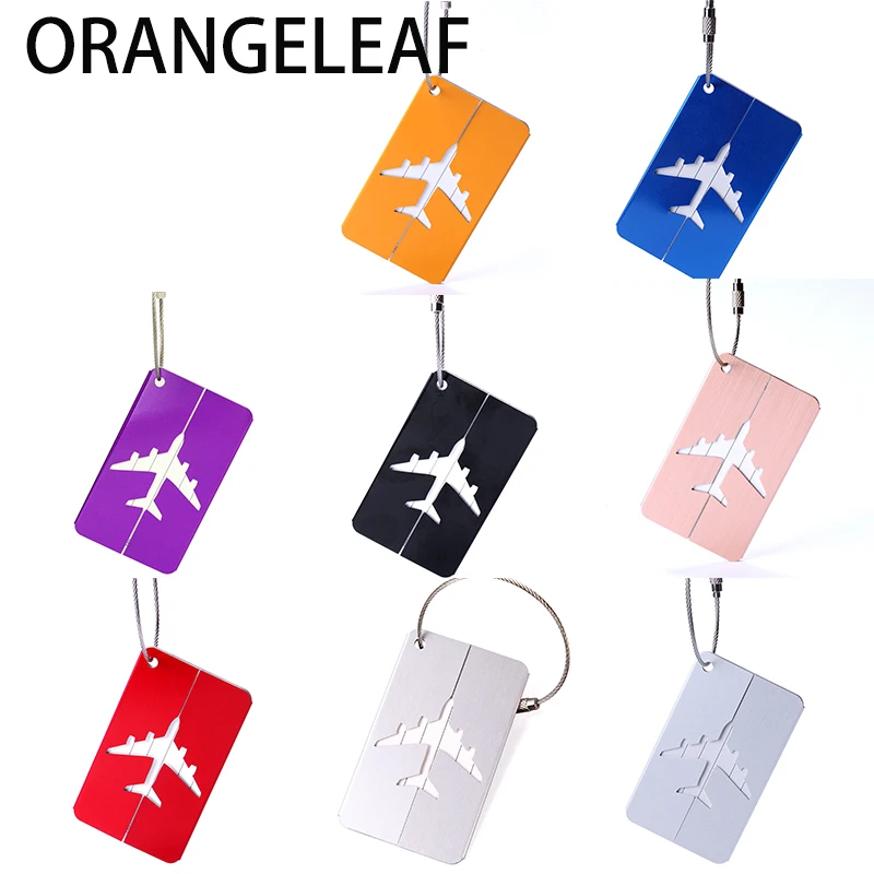 Aluminium Alloy Luggage Tags Airplane Shape Square Luggage Tags Checked Boarding Elevators Travel Accessories 