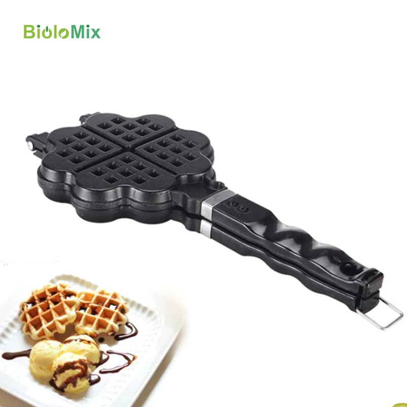 

Waffle Baking Mold, Non-Stick DIY Waffle Cake Maker DIY Waffle Mould Tray With Handle for Stovetop with Anti-Scalding Handle