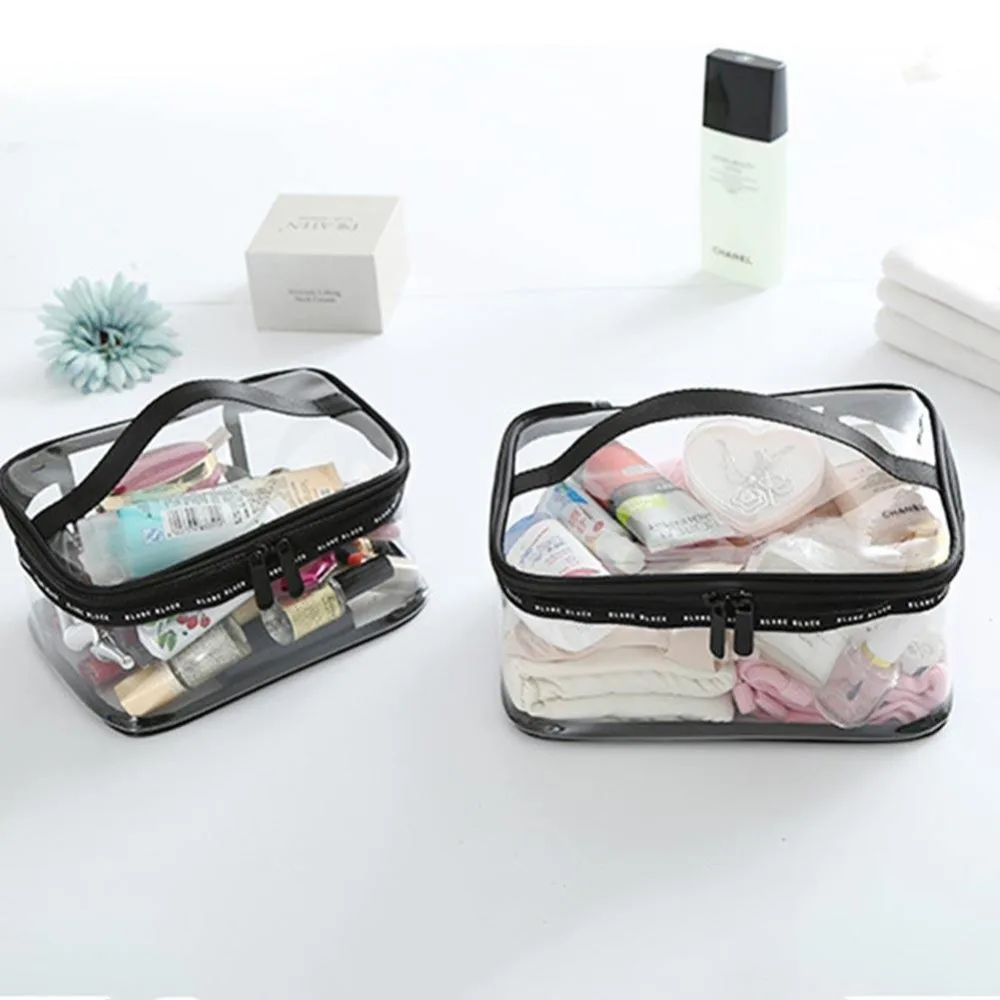 

Waterproof Transparent PVC Bath Cosmetic Bag Women Make Up Case Travel Zipper Makeup Beauty Wash Organizer Toiletry Storage Kit
