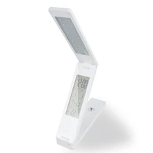 Светодиодный Настольные лампы Аккумуляторная затемнения складной стол Настольная лампа Light Touch Управление календарь, будильник Температура лампа