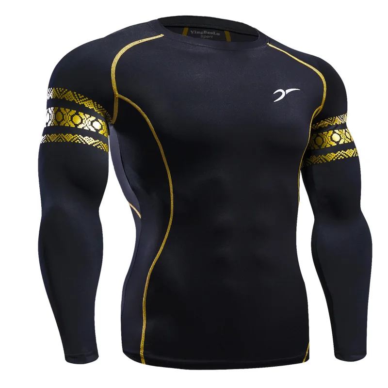 

Fitness Mens 3D Prints Long Sleeves T-shirts Men Thermal Muscle Compression Shirts Bodybuilding MMA Top Gear Free Shipping