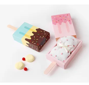 

100pcs Ice Cream Shape Cute Gift Paper Boxes Baby Shower Birthday Party Favor Candy Box Cartoon Drawer Gift Box For Kids Party