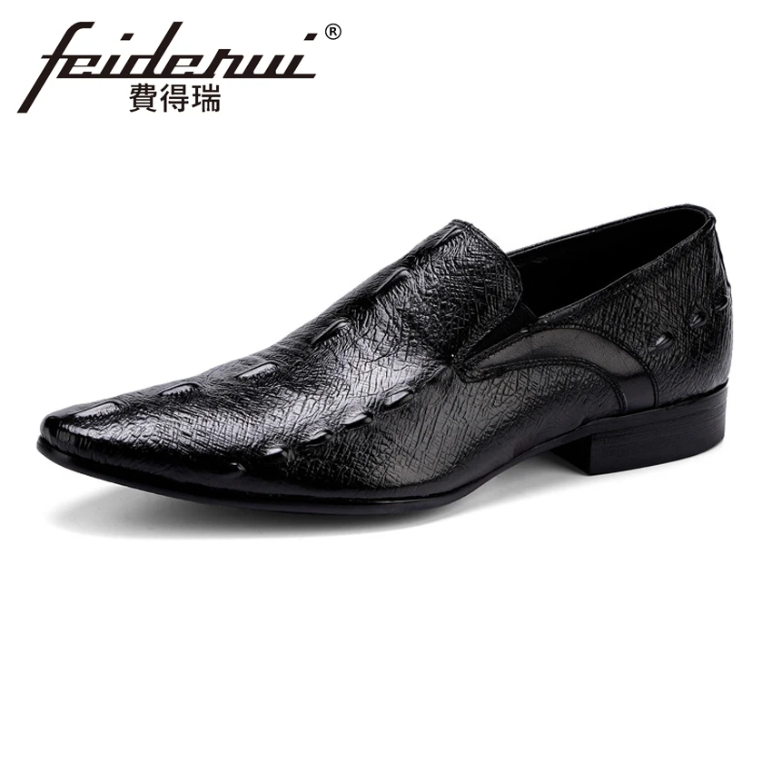 Plus Size Alligator Men's Loafers Pointed Toe Slip on Man Italian Flats