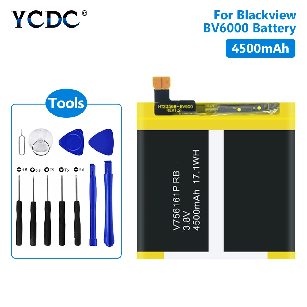 

3.8V 4500mAh V756161P Mobile Phone Replacement Battery + Phone Open Tools For Blackview BV6000 BV6000S V756161P Lithium Cells