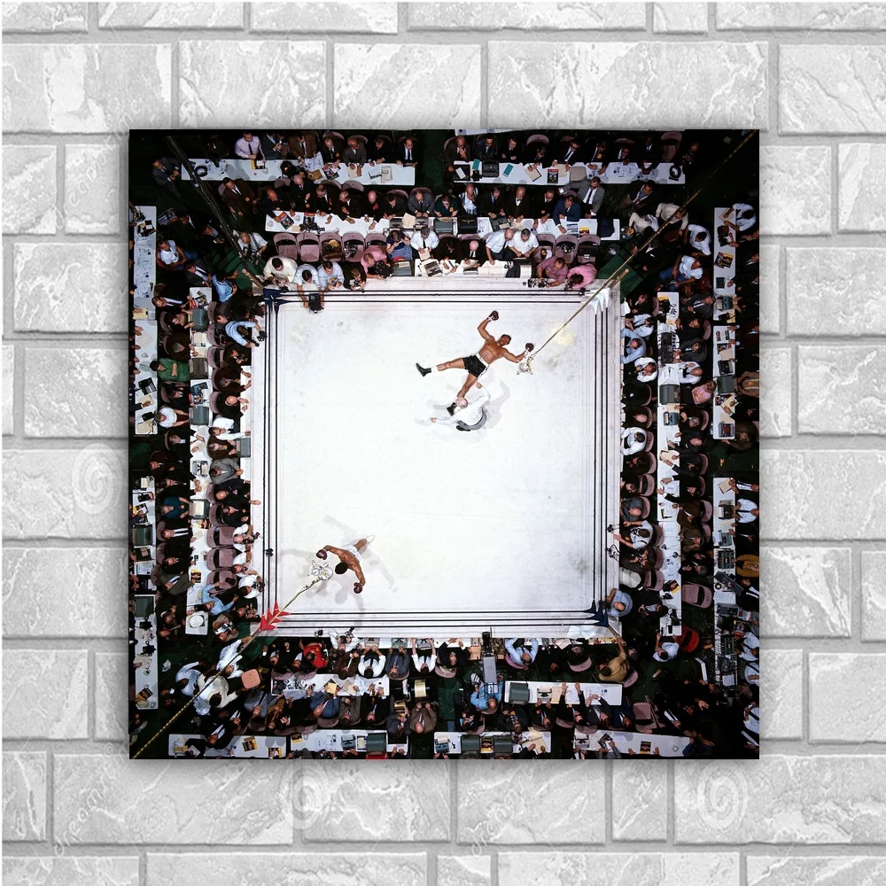 Muhammed Ali vs Sonny Liston художественный постер из шелковой ткани 24x24 дюйма боксерские