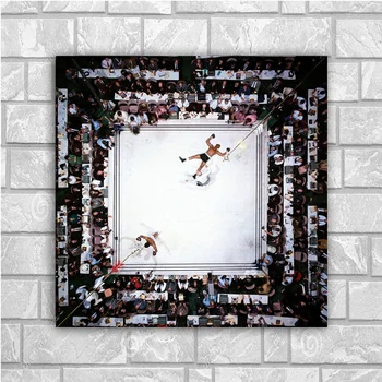 

Muhammed Ali vs Sonny Liston Art Silk Fabric Poster 24x24 inch Boxing Sport Pictures for Living Room Wall Decor