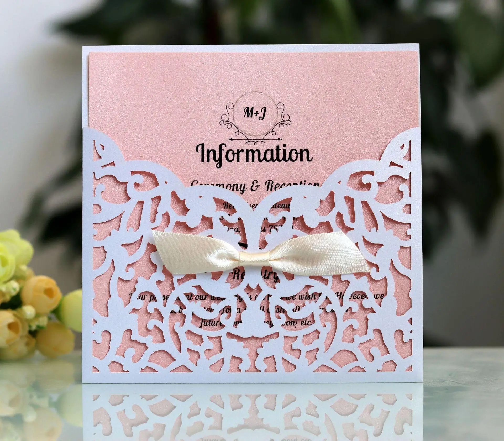  10pcs New Laser Cut Wedding Invitations Cards Set/Bowknot Greeting Cards/Customize Business Invitat - 32912315030