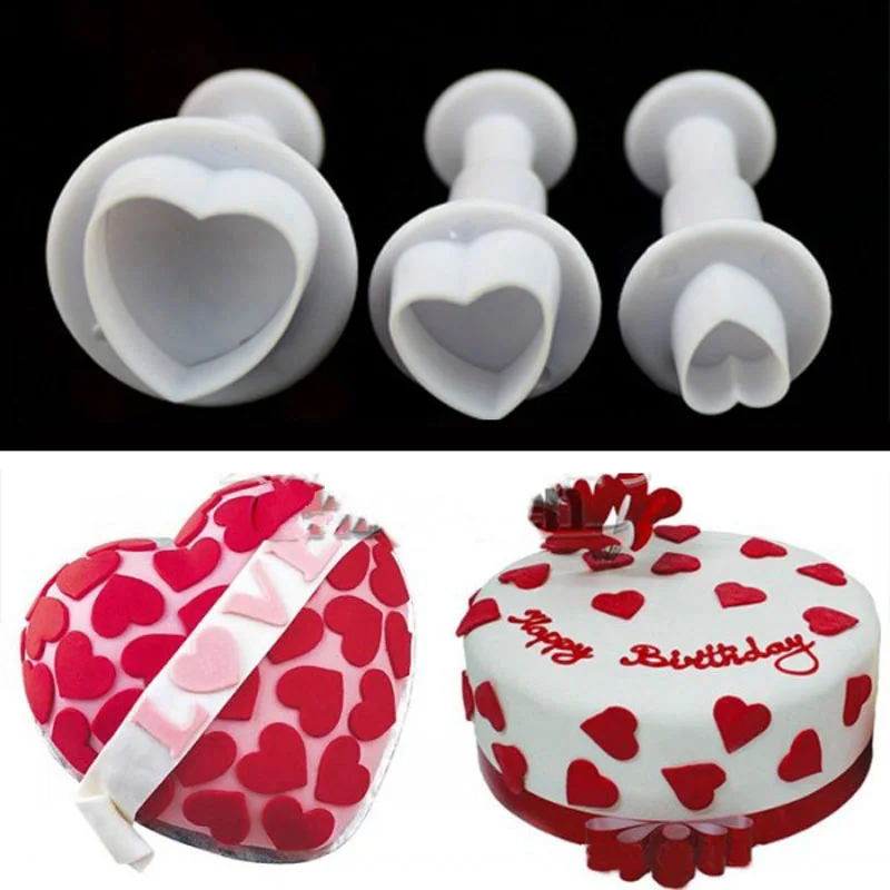 

Red Heart Plunger Plastic Stencil Cutters flowers Fondant Cake Confectionery Decoration Tools Sugar Paste Muffin Cupcake Mold