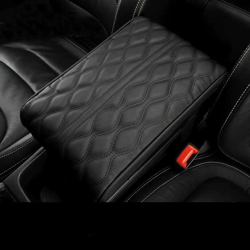 

PU Leather Car Armrest Pad Cover Universal Center Console Wave Embroider Auto Seat Box Protection Cushion Hand Supports