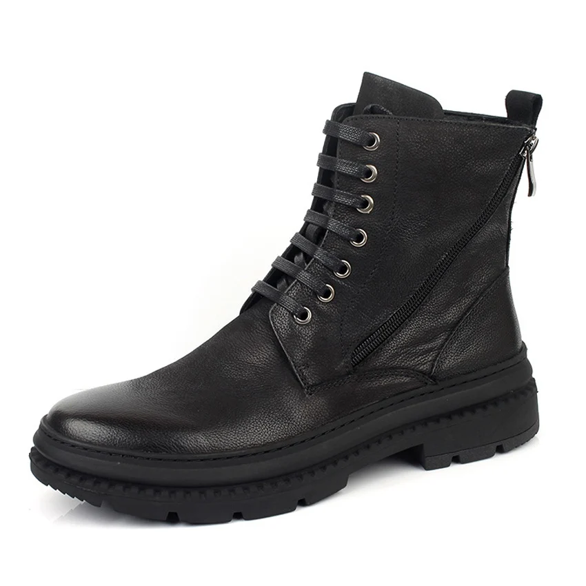

New Vintage Genuine Leather Formal Dress Man Round Toe Military Boots Handmade Men's High-Top Platform Desert Shoes AM114