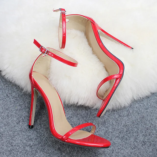 Пикантные летние женские туфли на высоком каблуке удобные женские туфли-лодочки на шпильках обувь для вечеринок Для женщин с пряжкой на высоком каблуке женские босоножки размера плюс; большие размеры 35-43 - Цвет: red