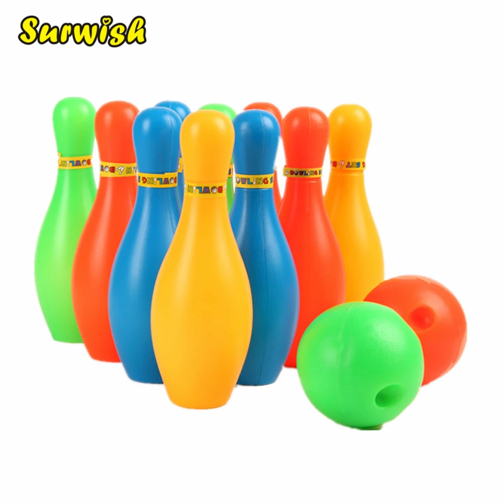 

Surwish 17cm Height Kids Plastic Bowling Set Mini Interaction Leisure Educational Toys with Ball and Pins