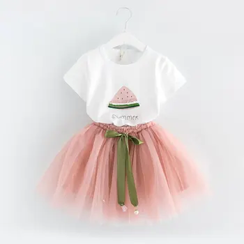 

girls stereo watermelon T + bitter fleabane bitter fleabane skirt suit western style lady two-piece suit a undertakes