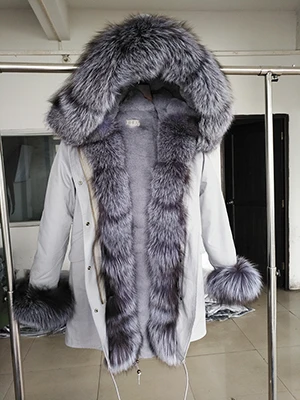 Бренд, новинка, длинная камуфляжная зимняя куртка, женская верхняя одежда, толстые парки, натуральный Лисий мех, пальто с воротником, с капюшоном, pelliccia - Цвет: color 26 fox fur