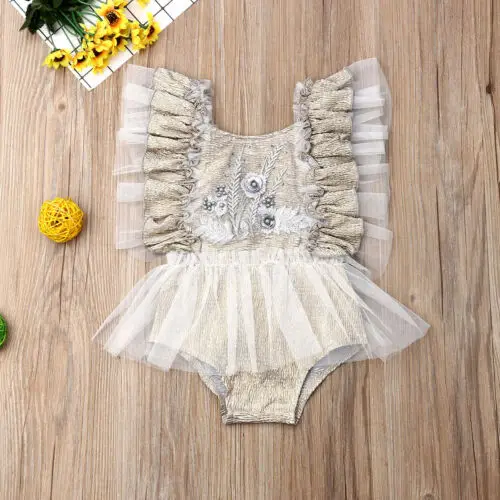 Летний кружевной комбинезон для новорожденных и маленьких девочек, пляжный костюм, Летние Боди с цветочным принтом, одежда для маленьких девочек