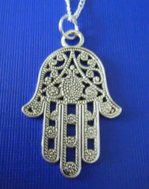 Винтажный Серебряный Демон глаз хамса Будда сердце Открытое птица ангел чокер