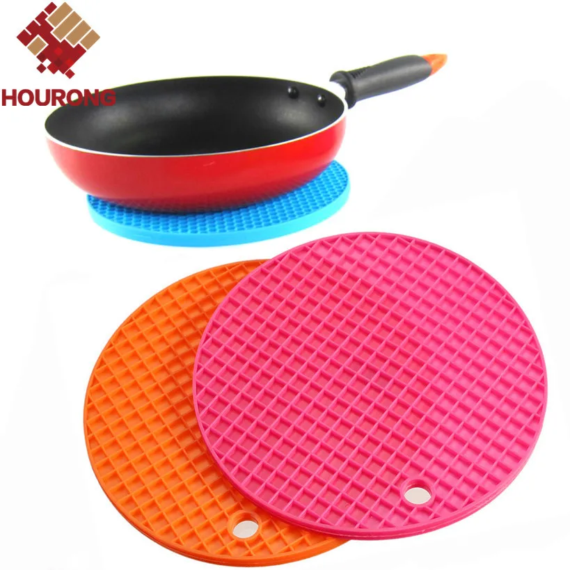 Hourong 1pc Round Silicone Mat Placemat Non Slip Heat Resistant Hourong 1pc Round Silicone Mat Placemat Non Slip Heat Resistant Dining Table Cup Coaster