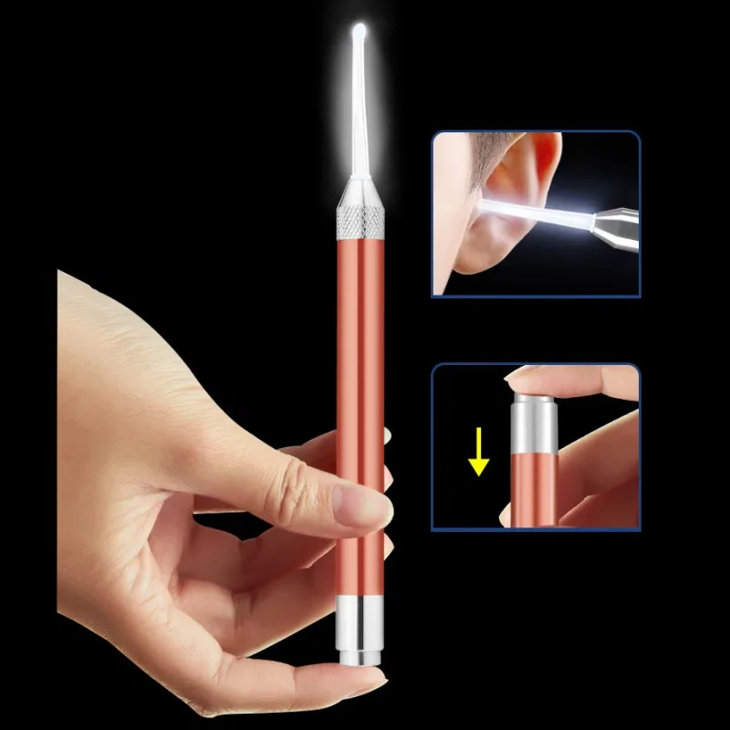 1 компл. Нержавеющая сталь уши не повредить ухо копать свечение ушной средство длоя удаления воска Пинцет Набор ложек уха чистящие средства