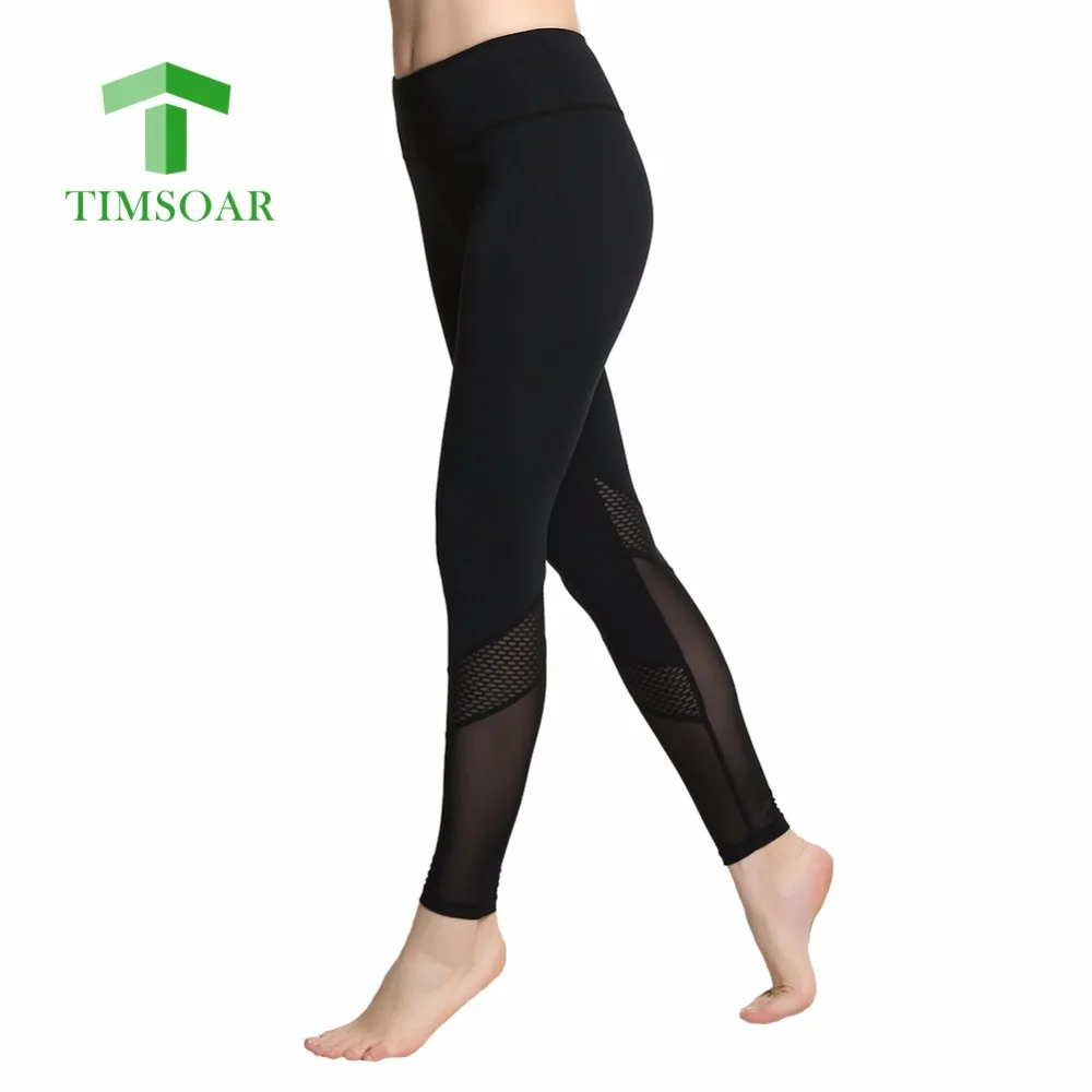 TIMSOAR Women Yoga Pants Transparent Mesh Fabric Lady Legging Quick Dry