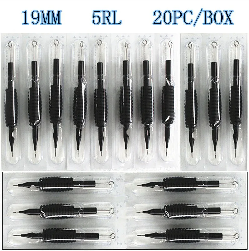 Yilong 20 x одноразовые Насадки для татуажа трубки с Вышивка Крестом Иглы Ассорти 5RL Размеры 3/4 "(19 мм) для татуировки Вышивка Крестом Иглы чернил