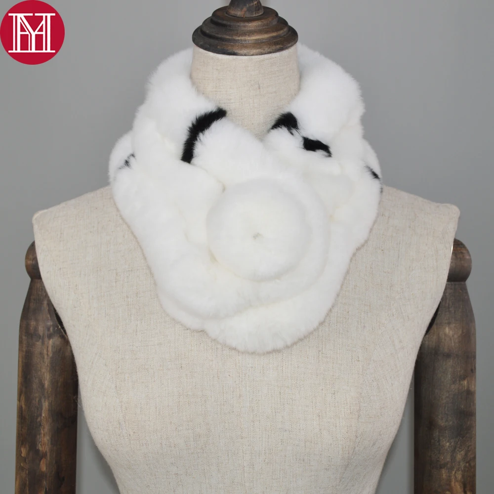 Women Winter Warm Real Rex Rabbit Fur Scarf 100 Natural Soft Rex