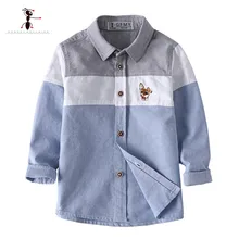 Kung Fu Ant Mixed Color Boys Shirts European Style Blue Yellow Full Sleeve Casual School Uniforms Blouses Turn-down Collar 2926