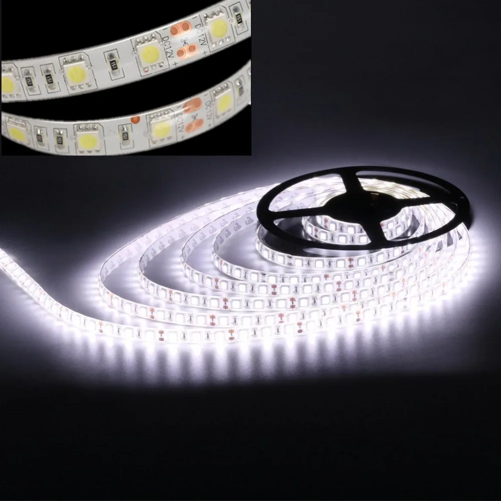 

led strip light smd 5050 waterproof ip65 dc 12v 300led 5m 6500k 3000k RGB cool white warm white red blue green yellow led tape