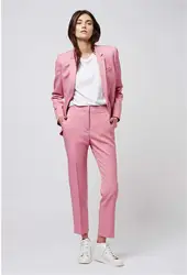Нотч нагрудные для женщин брючные костюмы для смокинг комплект из 2 предметов розовый женский деловой костюм женский офис форма дамы