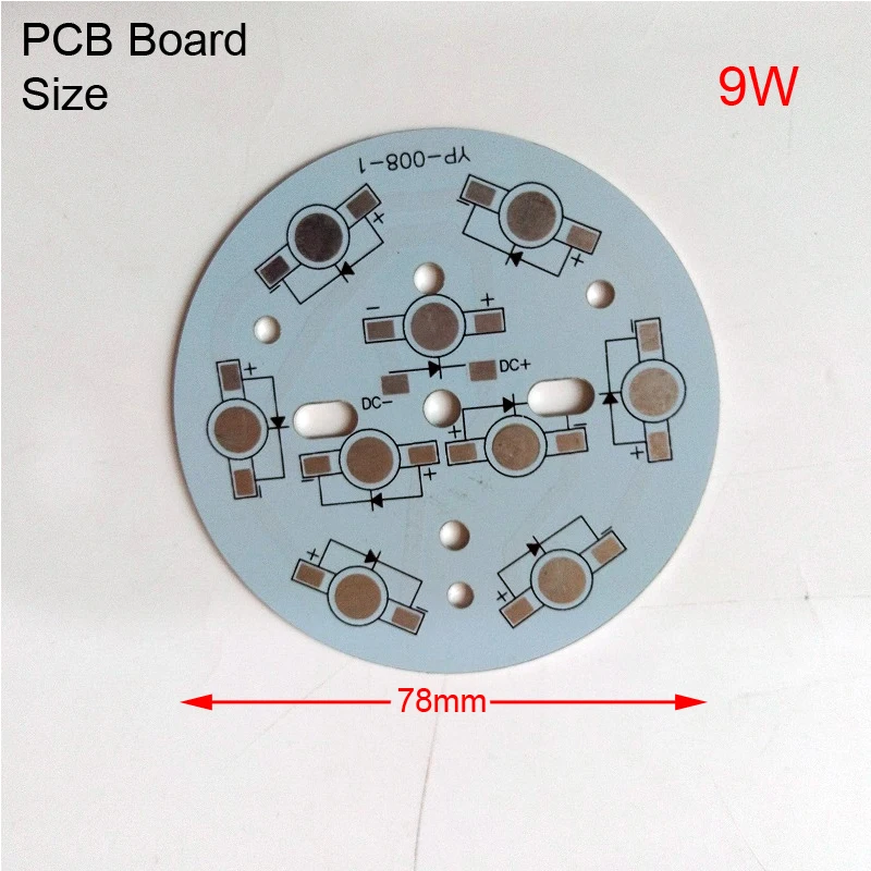 Алюминиевый светильник 1 Вт, 3 Вт, 4 Вт, 5 Вт, 7 Вт, 9 Вт, 12 Вт, панель «сделай сам» для вспышки, светильник-подложка, bulib светильник, пластина, светодиодный PCB плата, теплоотвод - Мощность в ваттах: 9W 78mm