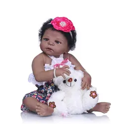 NPK 22 ''bebes возрожденная менина ручной работы реалистичные reborn baby куклы полное виниловое покрытие силиконовые черная кожа кукла детские
