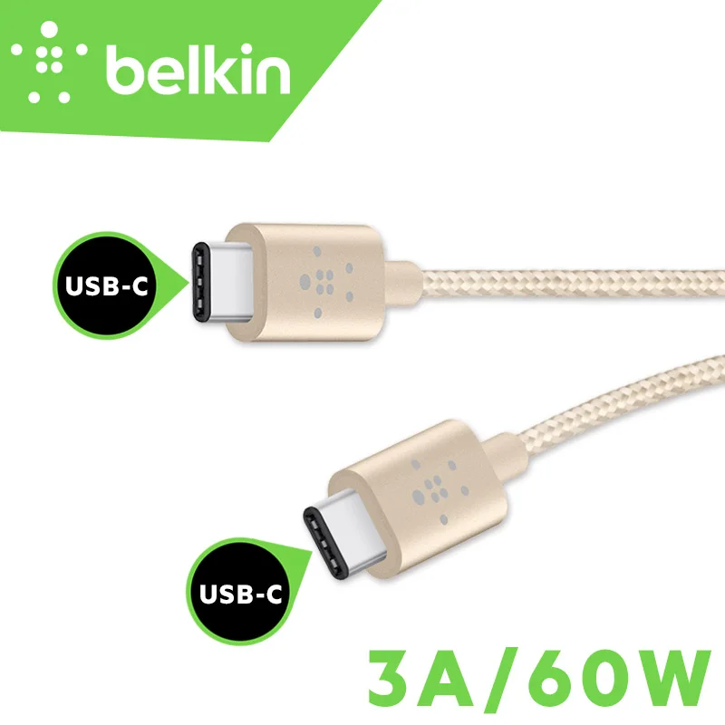 

Belkin Original USB-C to USB-C Cable 1.8m Type-C 60W/3A Charge Sync for New MacBook Pro with Package F2CU041bt06