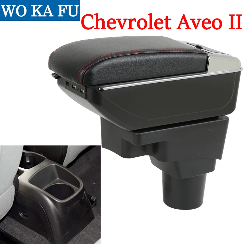 

for Chevrolet Aveo II armrest box universal car center console caja modification accessories double raised with USB
