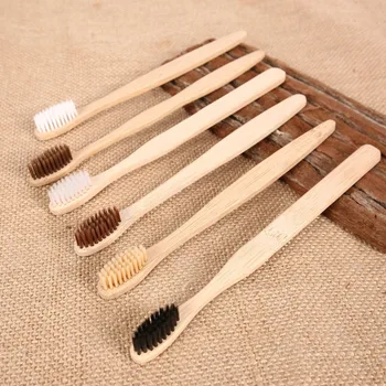

Random Color 10pcs/set Bamboo Charcoal Toothbrush For Oral Health Low Carbon Medium Soft Bristle Wood Handle Toothbrush