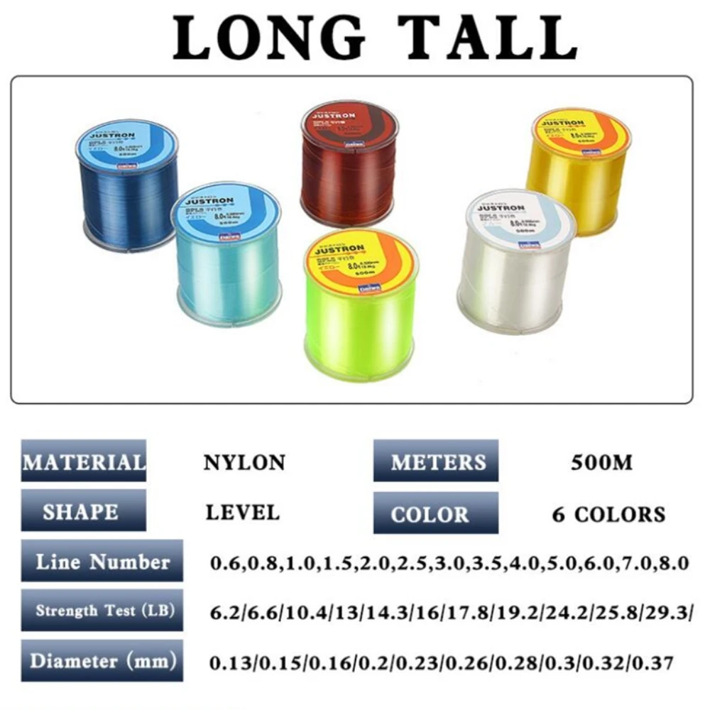 500m Nylon Fishing Line Japanese Durable Monofilament Rock Sea Fishing Line Daiwa Thread Bulk Spool All Size 6 Colors 0.4 to 8.0