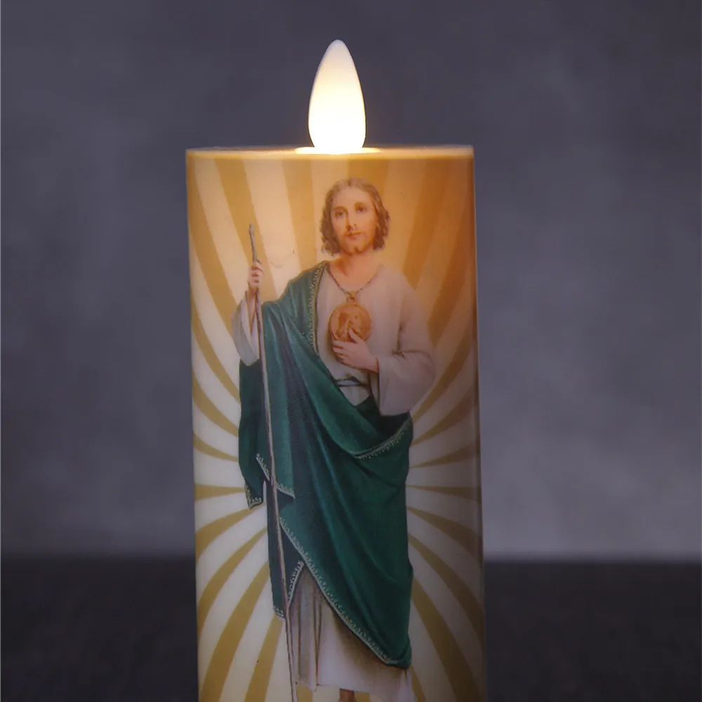 2.2X6 Inch Flameless LED Candle saint candle religious candle Blessed