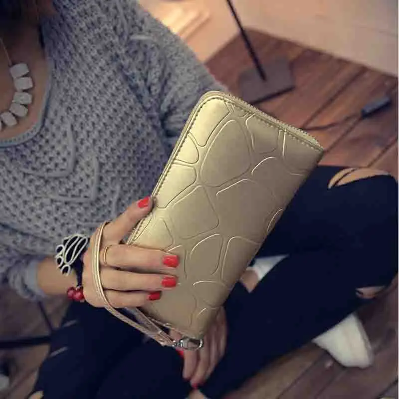 New Korean Women's Fashion Trend PU Wristlet Wallet Fashion Leisure Hand Wallet With Card Holder Long Wristlet Wallet