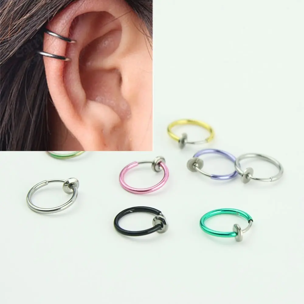 BODY PUNK Punk Clip On Fake Piercing Body Nose Lip Rings Hoop Ear