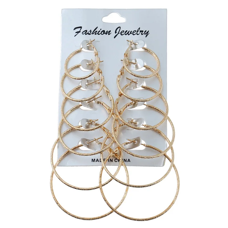 

Fancy 6 Pairs/set Vintage Silver Gold Big Circle New Earrings Women Steampunk Ear Clip 2018 Fashion jewelry Simple And Elegant